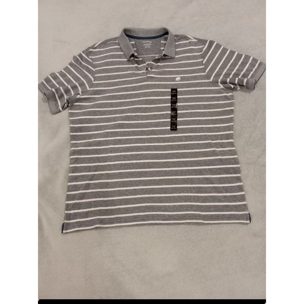 NWT Banana Republic Gray White‎ Short Polo Mens Size XXL Golf Elephant Shirt
